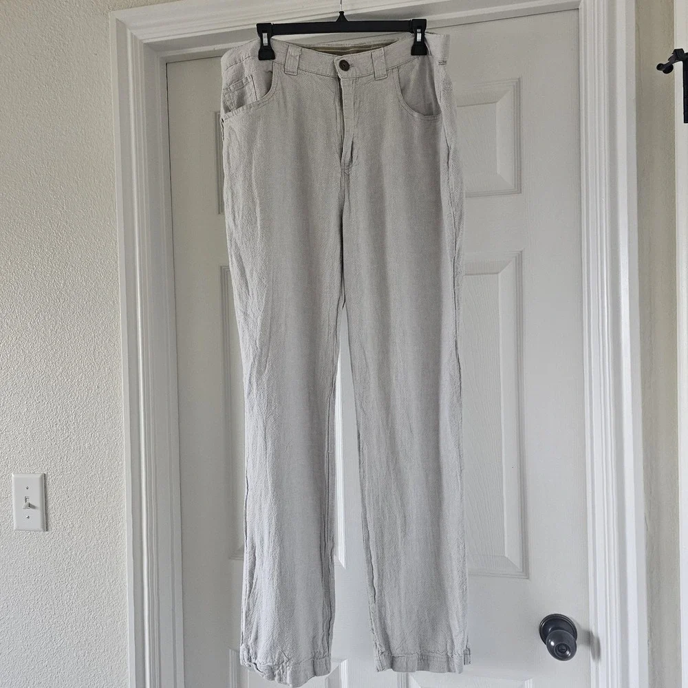Amiani Mens 38x32 Linen Cotton Light Leg Pants Beachy Islander Dress Pants #43